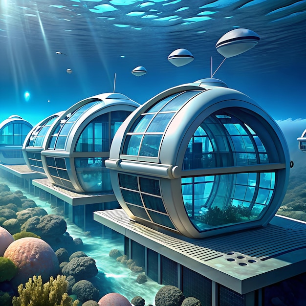 Advanced underwater research facility with large observation windows