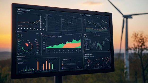 Photo advanced wind turbine analytics real time metrics for renewable energy efficiency assessment