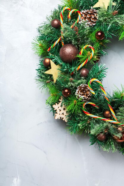 Advent christmas door wreath with festive decoration