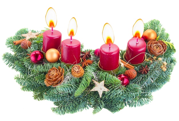 Advent wreath with burning candles