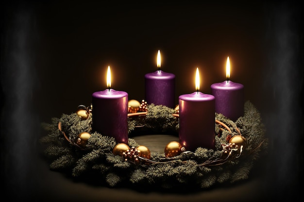 Advent wreath with candles on the sunday abstract seasonal holiday