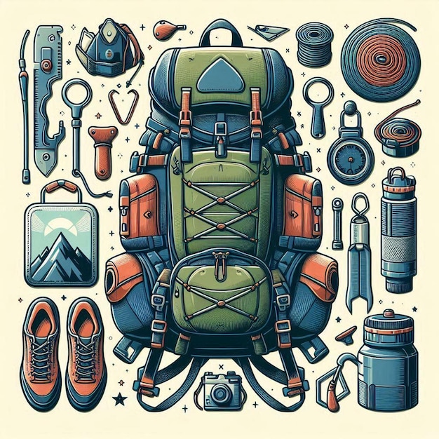 Adventure backpack with pockets