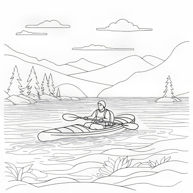 Adventure Kayaker A Naturethemed Coloring Page