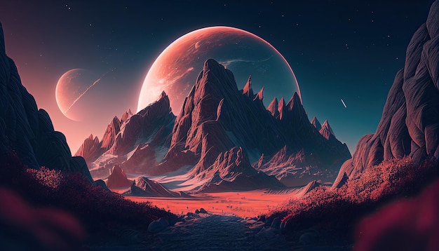 Adventure landscape travel background with copy space space backdrop generative ai