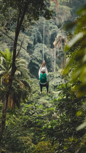 Adventure zipline in the jungle