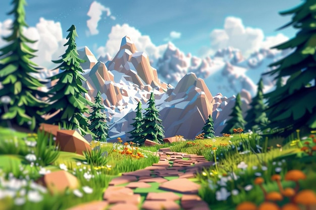 Adventurous 3D Cartoonist Landscape