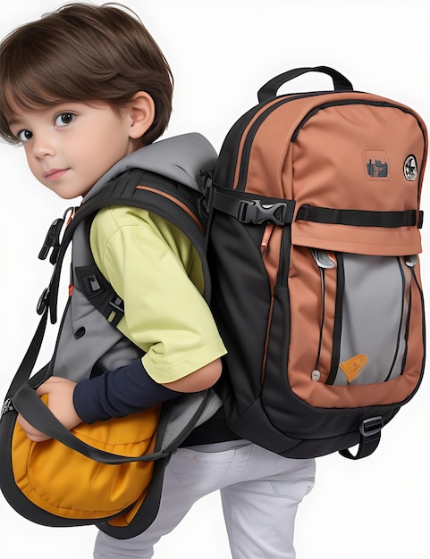 Adventurous Child with Backpack Embarking on Journey White Background