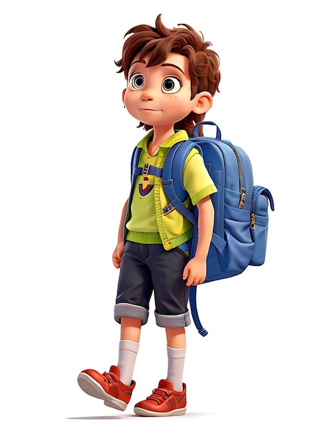 Adventurous Child with a Backpack Embarking on a Journey White Background