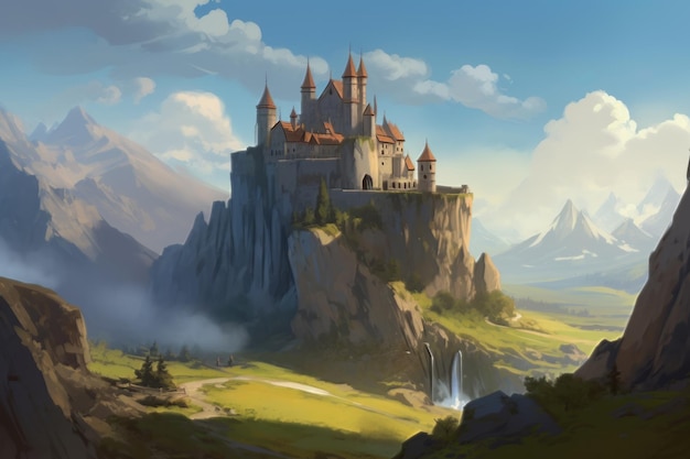 An adventurous fantasy world castle background