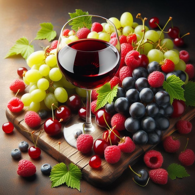 Advertising beautiful wine still life with wine and berries