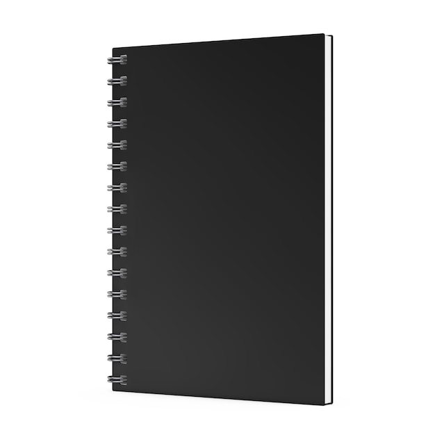 Advertising or Branding Template Blank Notebook Black Mockups on a white background. 3d Rendering.