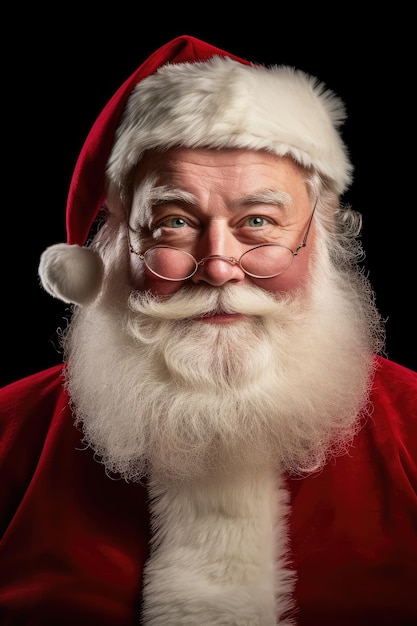 Advertising portrait of friendly Santa Claus looking at camera in studio production