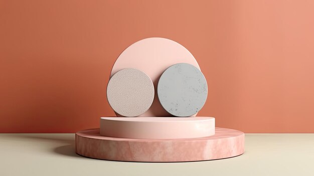 Advertising Stone podium geometry Abstract pastel geometric shape blank platform Empty showcase pedestal product display for cosmetic presentation Generative Ai