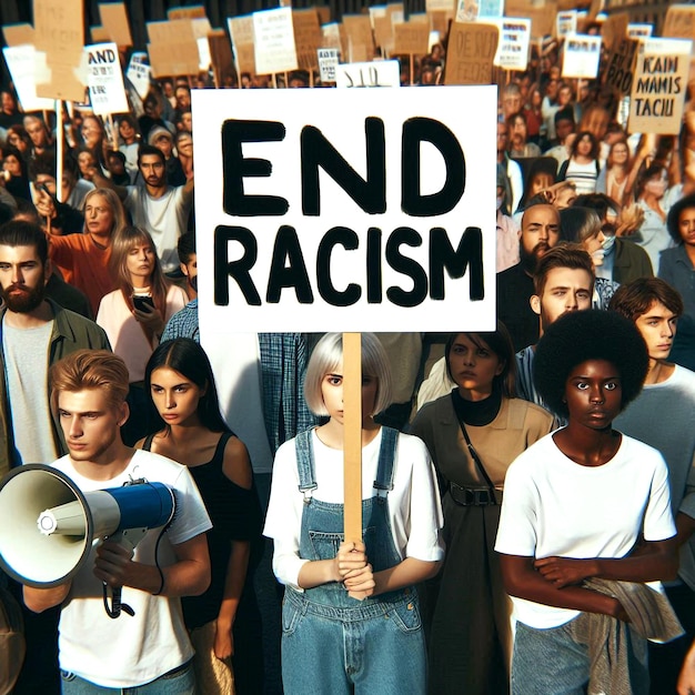 Photo advocate for equal opportunity and fight against racism