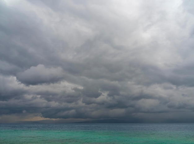 Aegean Sea in a storm in Greece