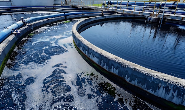 aerated activated sludge tank at a waste water treatment plant Clean water