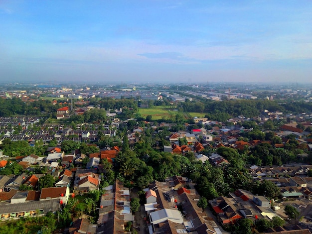 Aeria view over the village at tangerang, indonesia