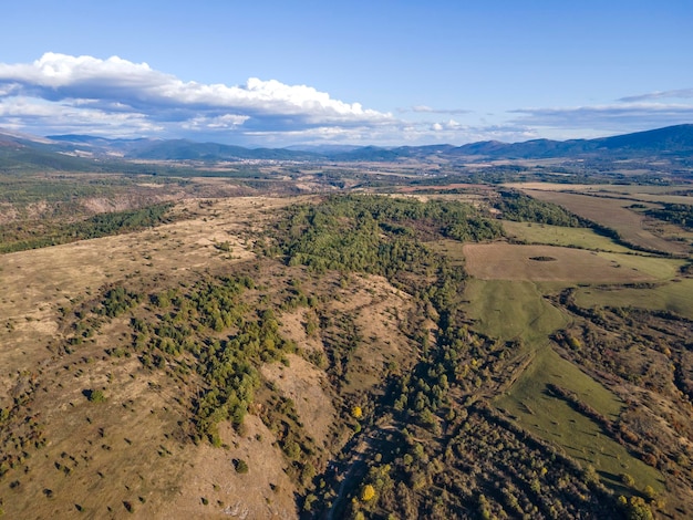 Aerial Autumn view of Nishava river gorge Bulgaria