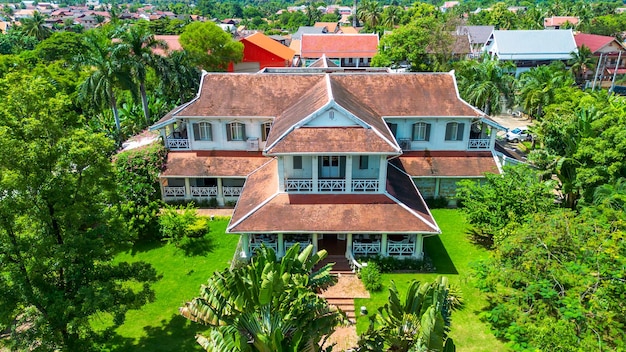 Aerial City View By Drone of Luangprabang Laos