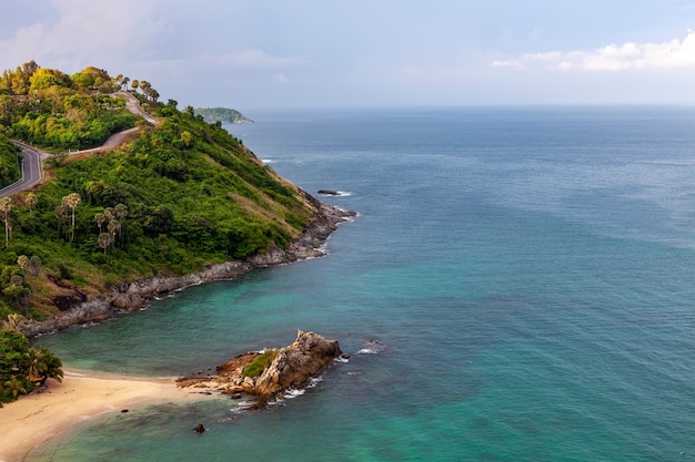 Aerial drone bird's eye view photo of tropical sea with Beautiful island