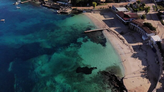 Aerial drone fly over the sea