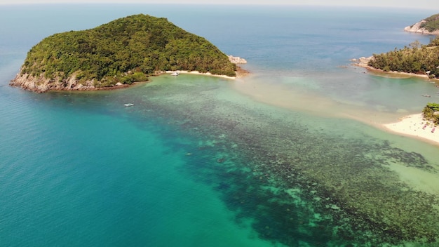 Aerial drone island view  Koh Phangan beach, Thailand