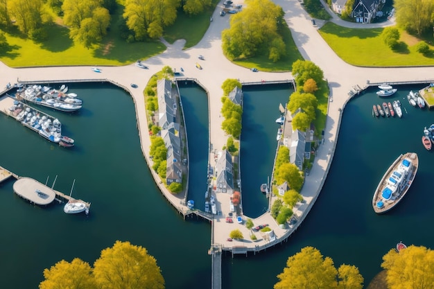 Aerial_drone_photo_of_Boat_dock_in_the_netherla