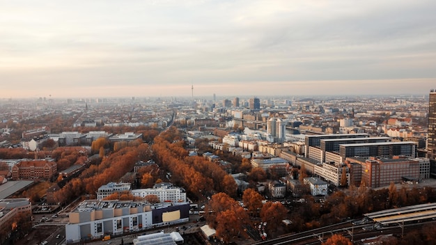 Aerial drone view of Berlin Germany