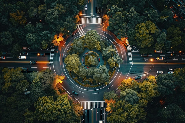 Photo aerial drone view of a trafficfree roundabout in the netherlands concept aerial photography generated ai