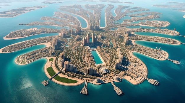 Aerial image of Dubai United Arab Emirates Generative AI