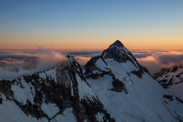 Aerial landscape view of Mountain Peaks near Squamish