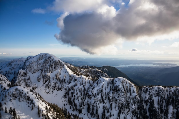 Aerial landscape view of Mt Seymour Provincial Park