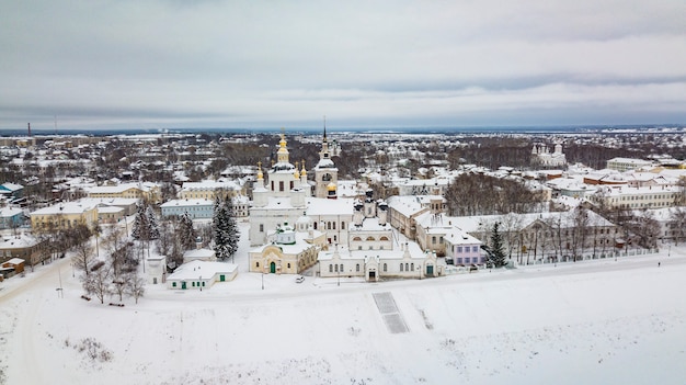 Aerial monasteries and churches in Veliky Ustyug is a town in Vologda Oblast, Russia