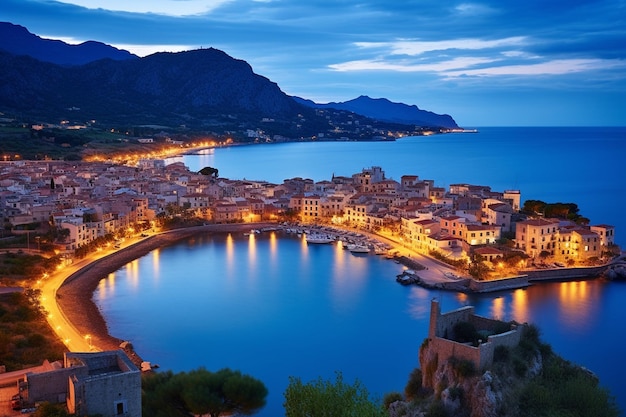 Aerial Panorama Cefalu Sicily Generative AI