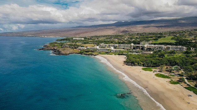 Aerial panorama of the Hapuna Beach State Park West coast of the Big Island Hawaii High quality photo