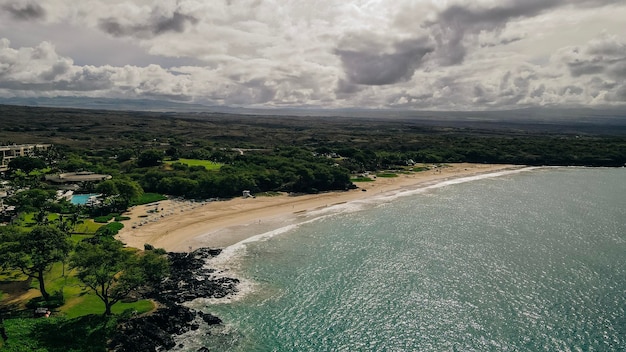 Aerial panorama of the Hapuna Beach State Park West coast of the Big Island Hawaii High quality photo