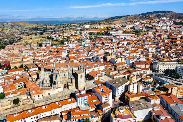 Aerial panorama of Plasencia in the province of Caceres Extremadura Western Spain