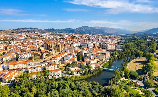 Aerial panorama of Plasencia in Spain