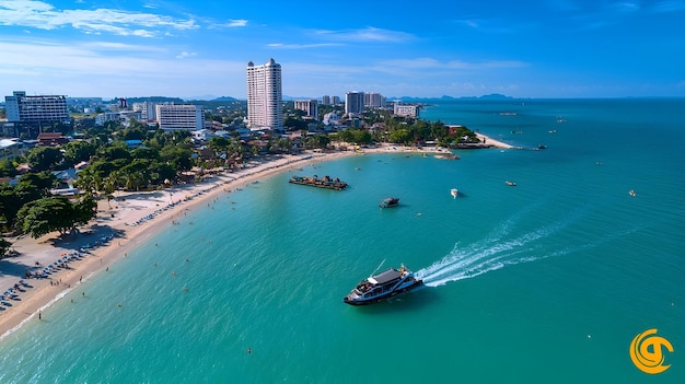 Photo aerial panoramic view of pattaya city s coastline and modern architecture