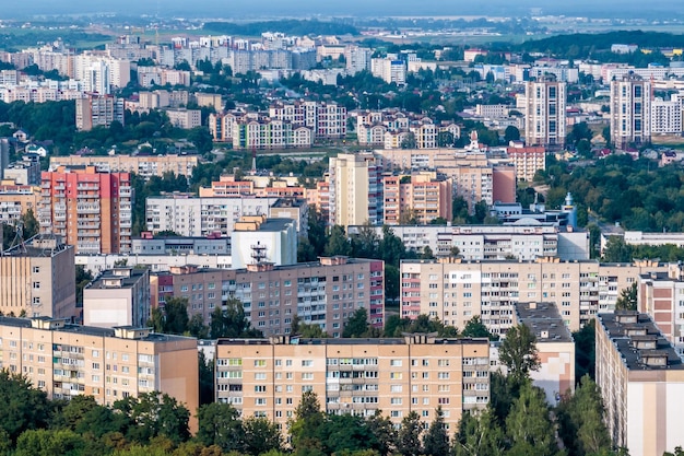 Aerial panoramic view of the residential area of highrise buildings