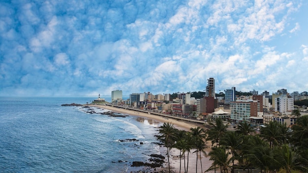 Aerial photo of Barra beach in Salvador Bahia Brazil