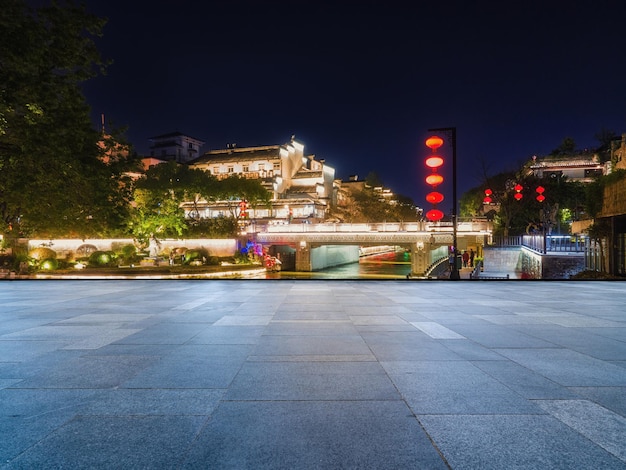 Aerial photo of Confucius Temple and Qinhuai River in Nanjing