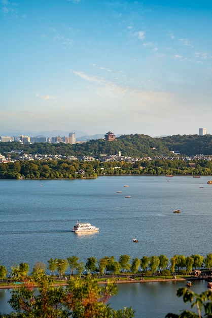 Aerial photo of Hangzhou West Lake urban landscape