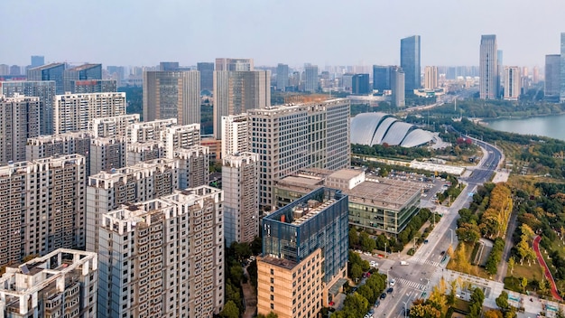 Aerial photo of Hefei urban landscape in Anhui