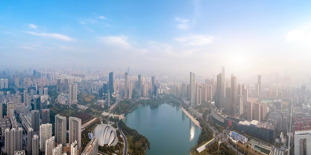 Aerial photo of Hefei urban landscape in Anhui