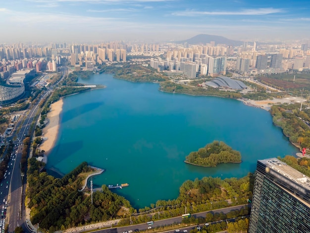 Aerial photo of Hefei urban landscape in Anhui