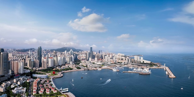 Aerial photo of the landscape of Qingdao Coastal Bay Area