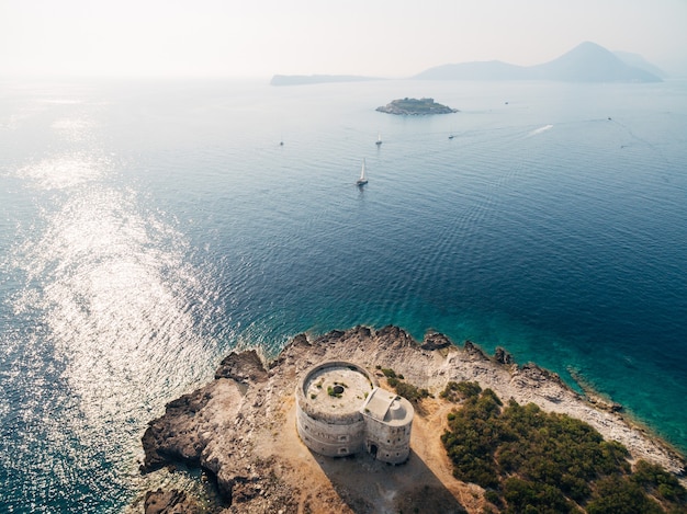 Aerial photo of the peninsula of Lustica in Montenegro