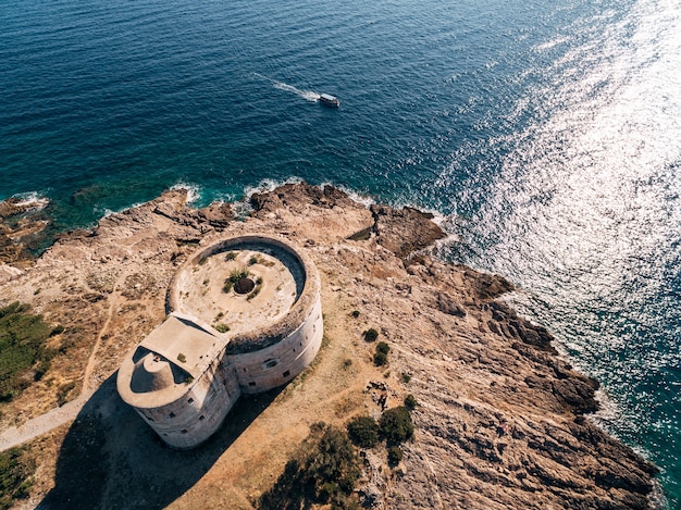 Aerial photo of the peninsula of Lustica in Montenegro