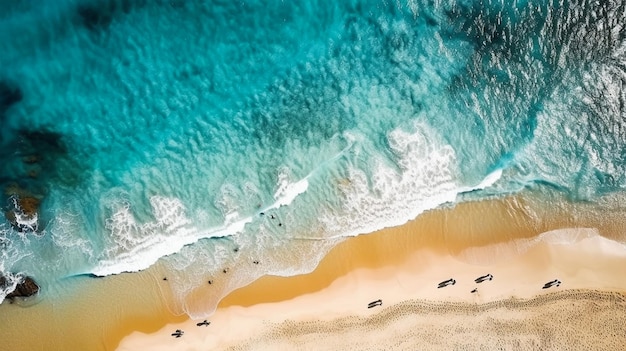 Aerial photo of summer beach and blue ocean summer vacation holiday